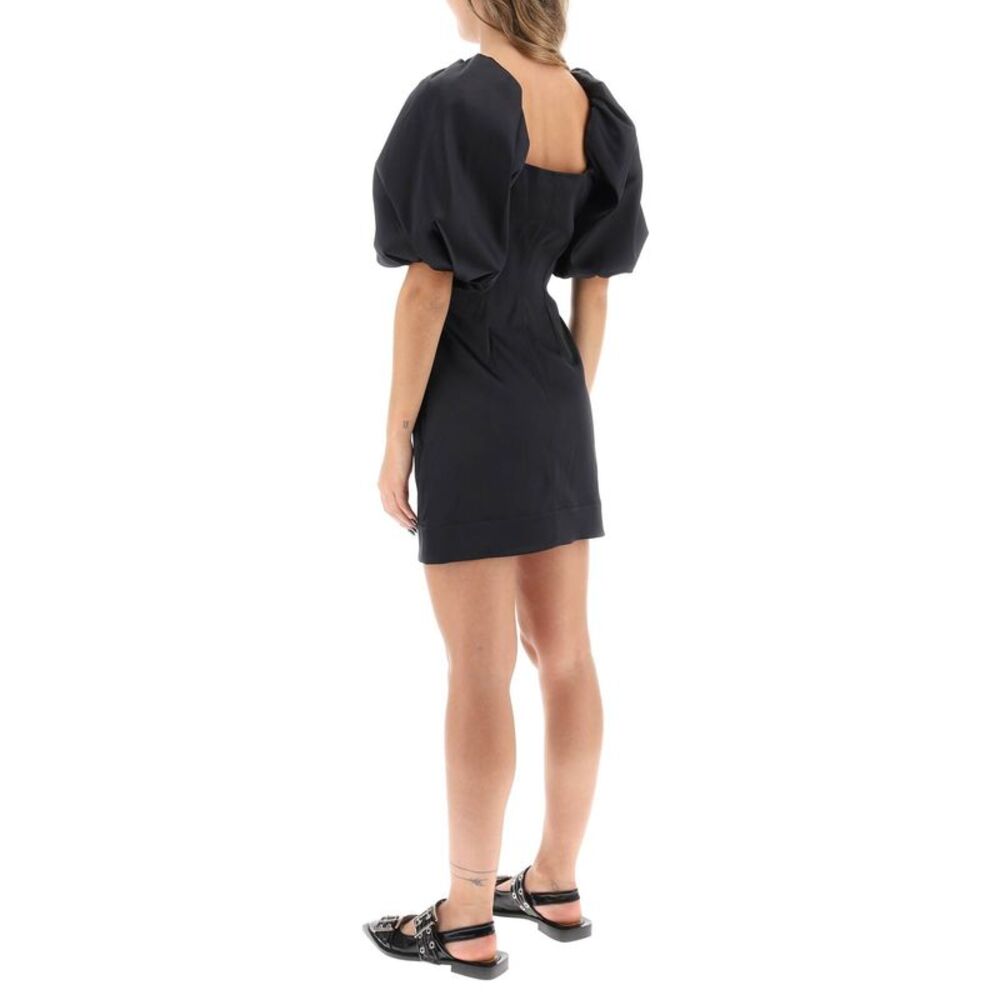 Ganni Satin Mini Dress With Balloon Sleeves Women - Picture 3 of 4